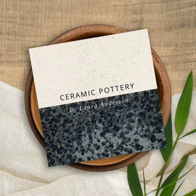 CARTÃO DE VISITA QUADRADO TEXTURA COM ESPECKLED DE VIDRO DE CINZA NEGRA (Criador carregado)