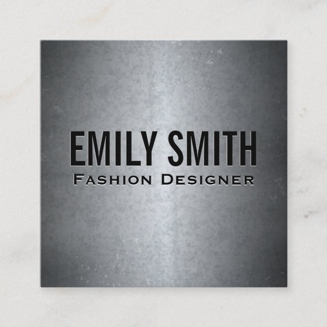 Cartão De Visita Quadrado Textura de Cinzas metálicas | Mínimo Simples (Frente)