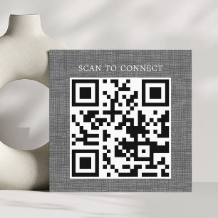Cartão De Visita Quadrado Textura Moderna Cinza Preto Código QR Negrito