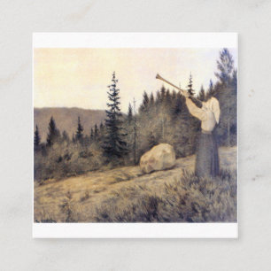 Cartão De Visita Quadrado Theodor Kittelsen - Op em Fjeldet Toner En Lur (To