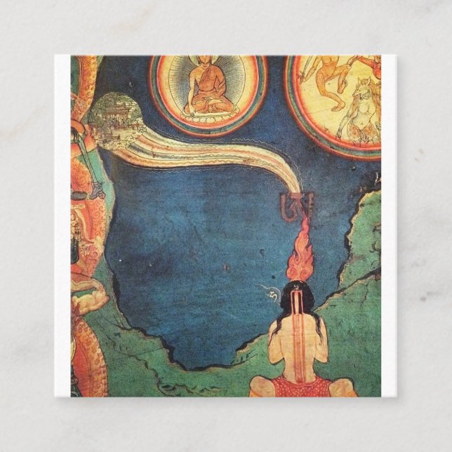Cartão De Visita Quadrado Tibetano - Deposição Budista de Tummo (Frente)