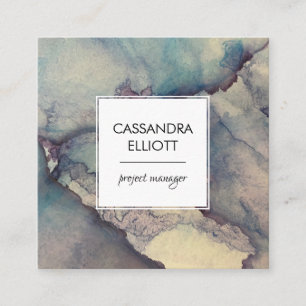 Cartão De Visita Quadrado Tinta de Álcool Roxo abstrato poeirenta Azul Roxo 