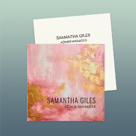 Cartão De Visita Quadrado Tinta Dourada cor-de-rosa abstrato