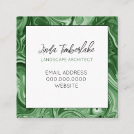 Cartão De Visita Quadrado Tinta marmoreada - Preto Verde-Chic PERSONALIZADO