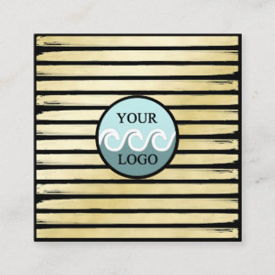 Cartão De Visita Quadrado Tintas de folha de ouro preto, logotipo personaliz