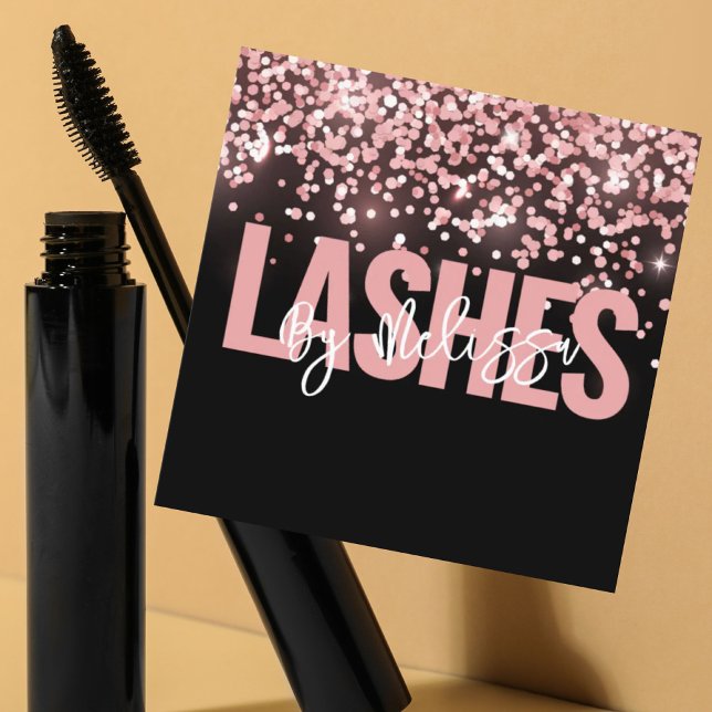 Cartão De Visita Quadrado Típica Moderna Lashes Artistas De Maquiagem De Bel (Modern Typography Beauty Makeup Artist Lashes Square Business Card)