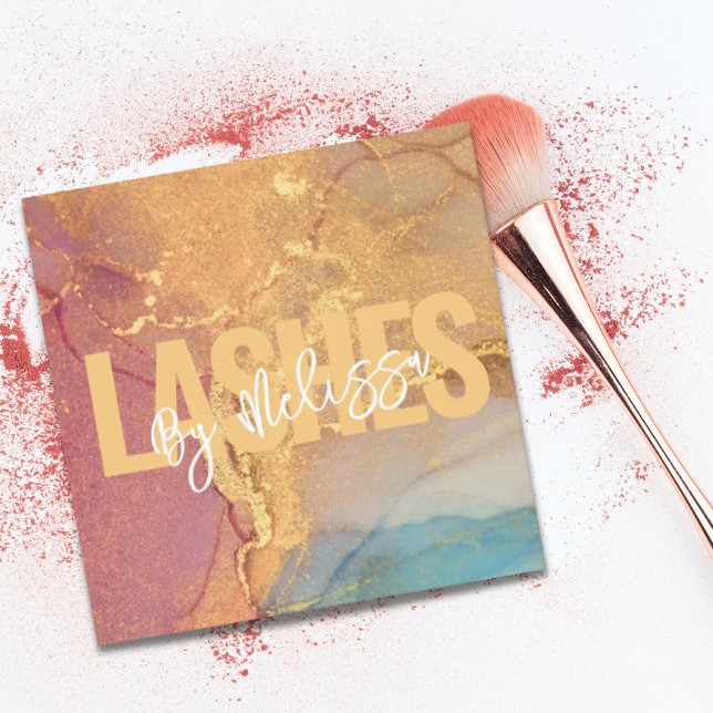 Cartão De Visita Quadrado Típica Moderna Lashes Artistas De Maquiagem De Bel (Modern Typography Beauty Makeup Artist Lashes Square Business Card)