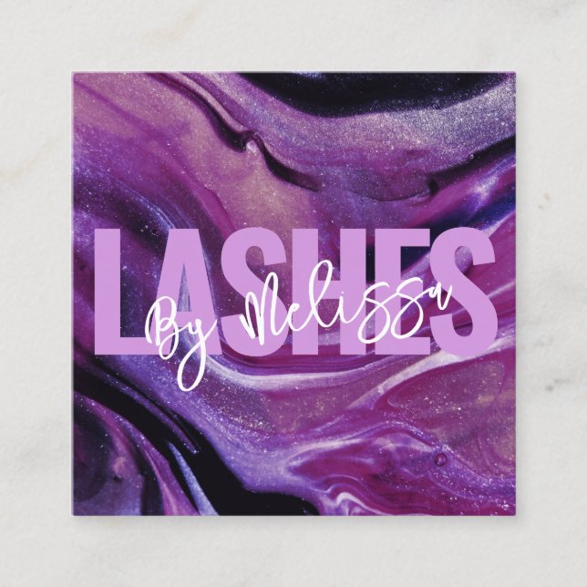 Cartão De Visita Quadrado Típica Moderna Lashes Artistas De Maquiagem De Bel (Frente)
