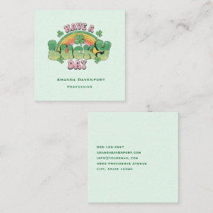 Cartão De Visita Quadrado Típica retrô do dia de sorte