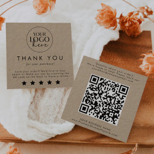 Cartão De Visita Quadrado Tipografia Chic Logotipo Kraft Código QR Deixar Um