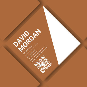 Cartão De Visita Quadrado Tipografia de Script Negrito Código Qr Terracotta