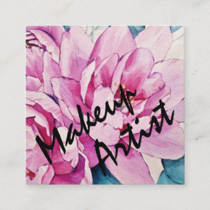 Cartão De Visita Quadrado Tipografia do Artista Floral Modern Watercolor