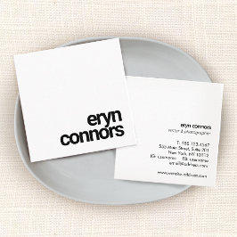 Cartão De Visita Quadrado Tipografia Moderna Minimalista - Branco Negro