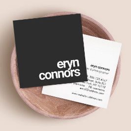 Cartão De Visita Quadrado Tipografia Moderna Simples Negra