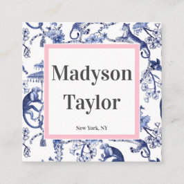 Cartão De Visita Quadrado Tipografia Personalizada Moderna Chinoiserie