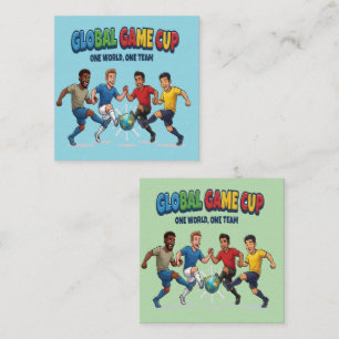 Cartão De Visita Quadrado Torneio Global de Futebol de Unidade de Design