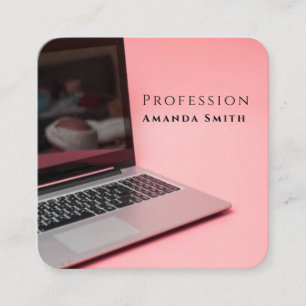 Cartão De Visita Quadrado Trabalho do escritório de notebooks de mulheres ro