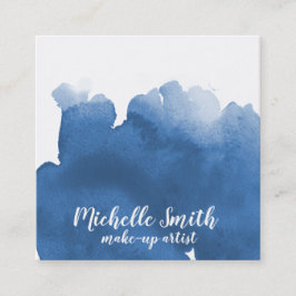 Cartão De Visita Quadrado traçado do pincel azul de cor azul-abstrato