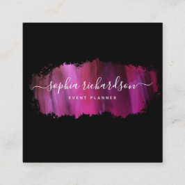 Cartão De Visita Quadrado Traço de Pincel Chic | Cinza-azul a preto