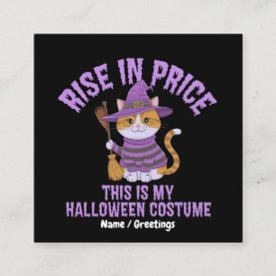 Cartão De Visita Quadrado Traje engraçado de Halloween de bruxa gato com alt