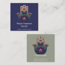 Cartão De Visita Quadrado Transformação Sagrada | Design da Mão Hamsa
