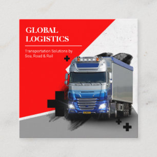 Cartão De Visita Quadrado Transportadora e Logística