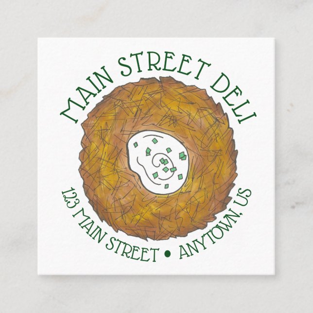 Cartão De Visita Quadrado Trava Batata Pancakes Deli Delicatessen Cook Chef (Frente)