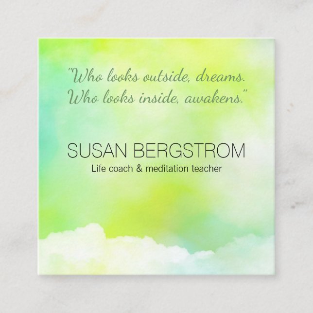 Cartão De Visita Quadrado Treinador de vida, terapeuta de massagens, profess (Frente)