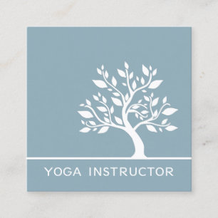 Cartão De Visita Quadrado Treinador Elegante de Bem-Estar em Yoga, instrutor