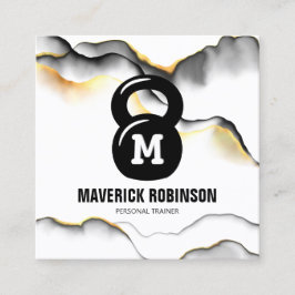 Cartão De Visita Quadrado Treinador em Malhação em Monograma Simples