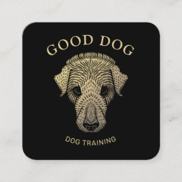 Cartão De Visita Quadrado Treinamento para Dog Trainer Dourado