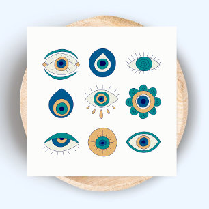 Cartão De Visita Quadrado Trendy Eyelashes Salão Oceano Mínimo Olhos Azuis