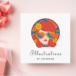 Cartão De Visita Quadrado Trendy Graphic Designer Illustrator Social Media