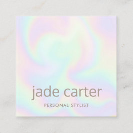 Cartão De Visita Quadrado Trendy Holographic Iridescent Makeup Artist