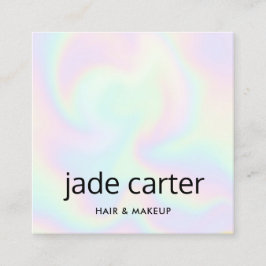 Cartão De Visita Quadrado Trendy Holographic Iridescent Name