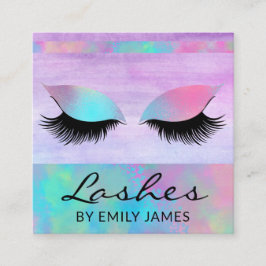Cartão De Visita Quadrado Trendy Modern Iridescente Chic Lashes Professional