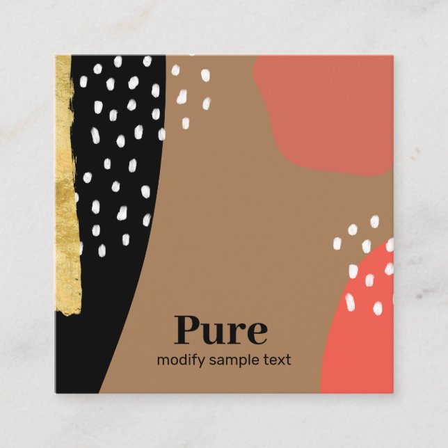 Cartão De Visita Quadrado Trendy Terracotta Abstrato Art (Frente)