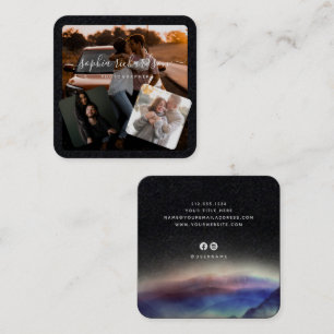 Cartão De Visita Quadrado Três fotos Premium, em preto e branco