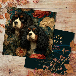 Cartão De Visita Quadrado Tricolor Cavalier King Charles Spaniels CKCS Dogs