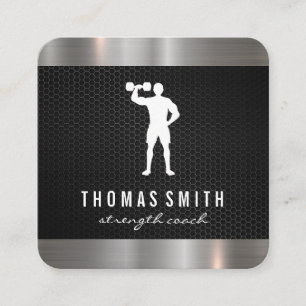 Cartão De Visita Quadrado Trim. Metálico do Treinador Pessoal