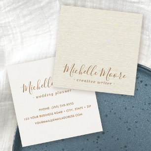 Cartão De Visita Quadrado Tripas de marfim-creme-roupa minimalista elegante 