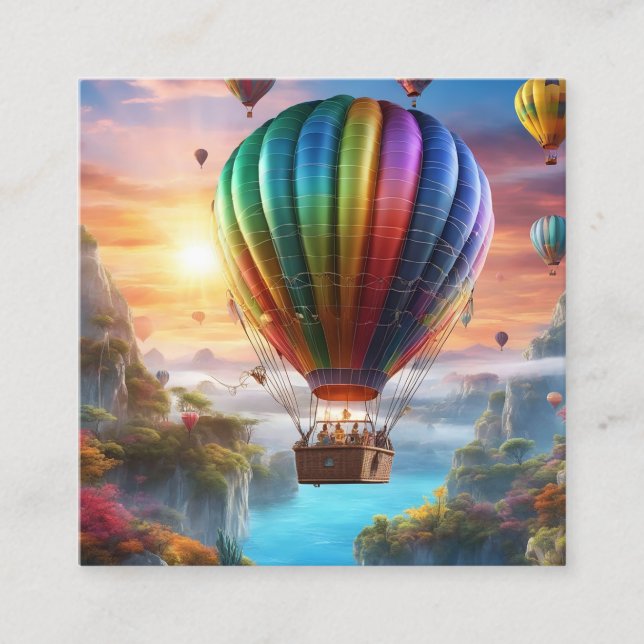 Cartão De Visita Quadrado Um balão de ar quente feito de crustal transparent (Frente)