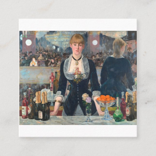 Cartão De Visita Quadrado Um Bar Na Folies Bergere - Edouard Manet (Frente)