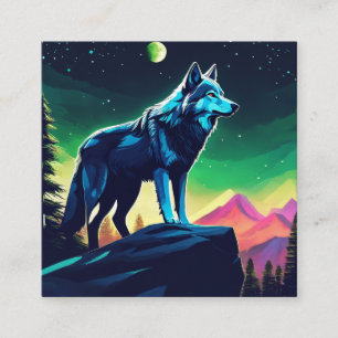 Cartão De Visita Quadrado Um lobo corajoso