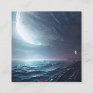 Cartão De Visita Quadrado Um lugar de fantasia com uma lua brilhante