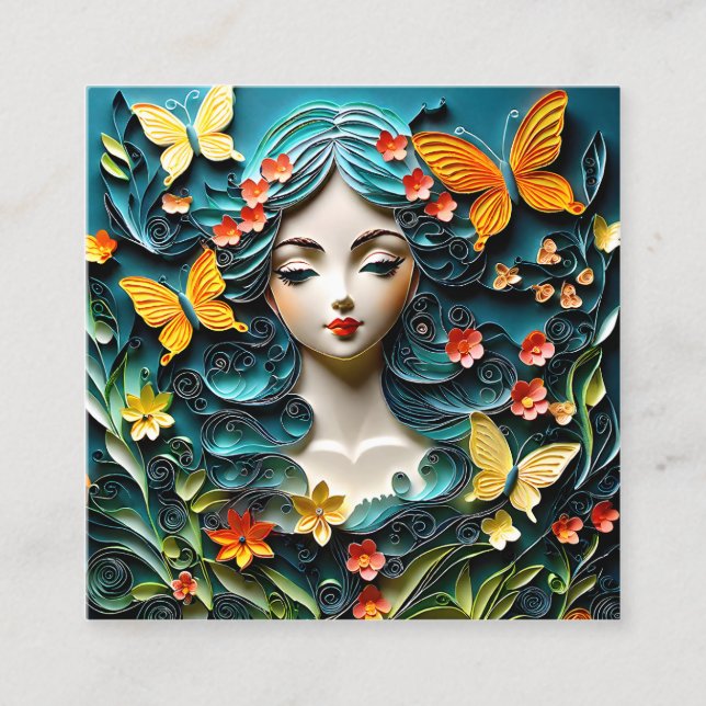 Cartão De Visita Quadrado Um retrato de fada pode mostrar uma cena com enxam (Frente)