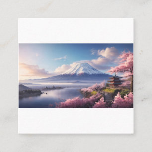 Cartão De Visita Quadrado Uma fantástica pintura de óleo do Monte Fuji