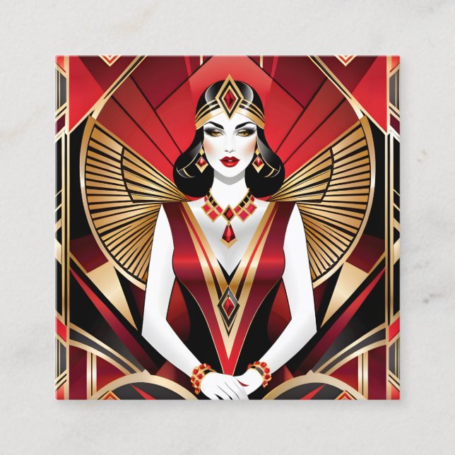 Cartão De Visita Quadrado Uma mulher fatal é perigosa e sedutora. (Frente)