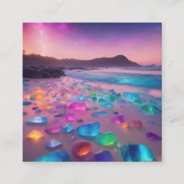 Cartão De Visita Quadrado Uma praia que tem muita pedra de vidro