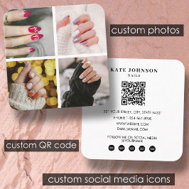 Cartão De Visita Quadrado Unhas Beauty Salon Nail Artist 4 Fotografias Códig
